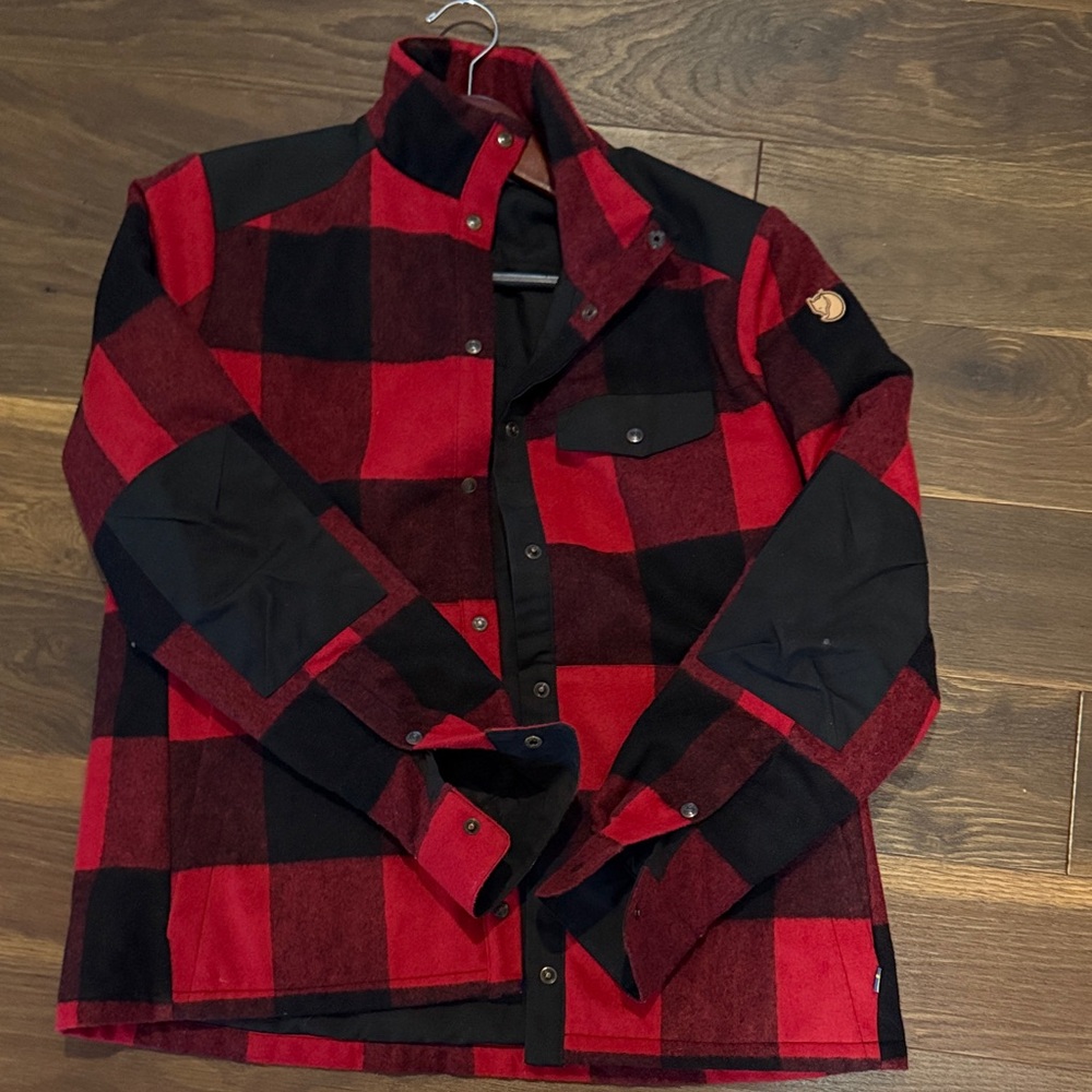 Fjallraven Women’s wool padded jacket Red buffalo check plaid